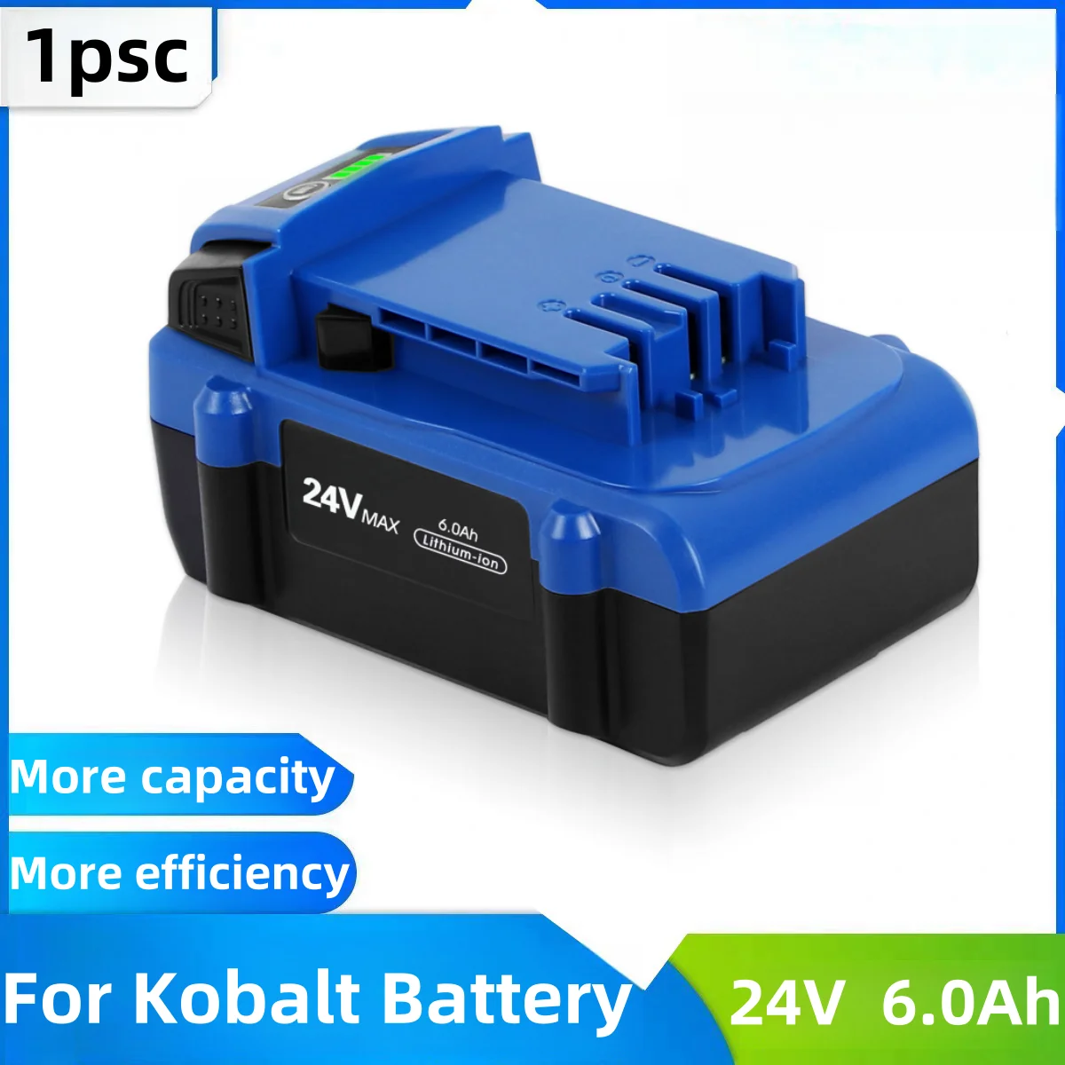 

1Pack 6.0Ah Replace Battery for Kobalt 24V Battery Max KB624-03 Lithium Ion Cordless Tools High Capacity Battery