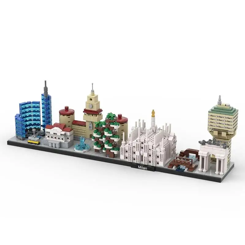 MOC Skyline Series Milan Architecture Model World Famous Street View Assembling Building Block Toys Originality Bricks Gifts