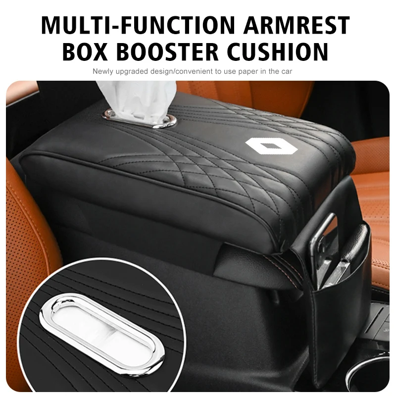 Car Armrest Cover Height Pad With Side Storage Bags For Renaul Koleos Kadjar Scenic Megane Sandero Grand Sill