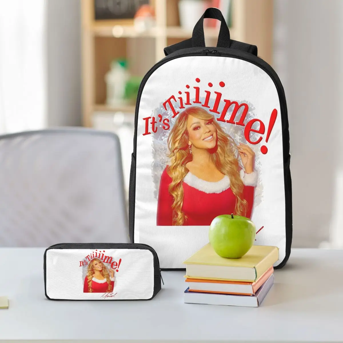 Mariah Carey Official It's Time 30th Anniversary Backpack BookBag School Bag Shoulder Bags 3ps Insulated Lunch Bag Pencil Case