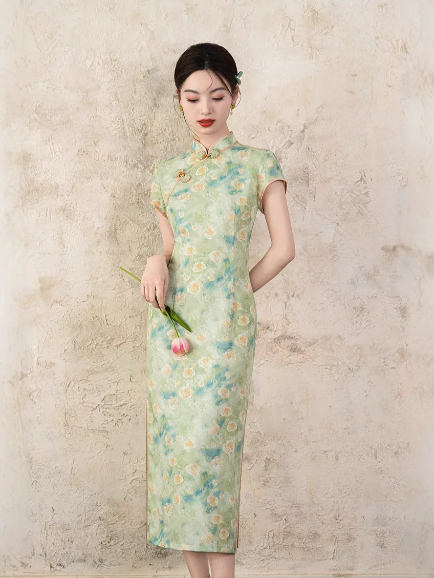 

Ципао большого размера 3XL, Cheongsam в стиле ретро, новое традиционное платье в китайском стиле с принтом Qipao, классическое восточное вечернее платье