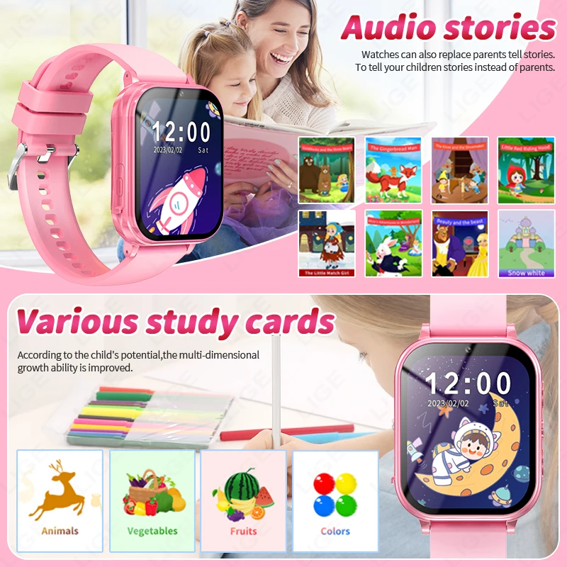 LIGE Jam Tangan Pintar Anak Jam Tangan Pintar Anak Perempuan Laki-laki Jam Tangan Anak Usia 3-12 Tahun Jam Tangan Pintar Kamera Permainan Pembelajaran Cerdas Anak