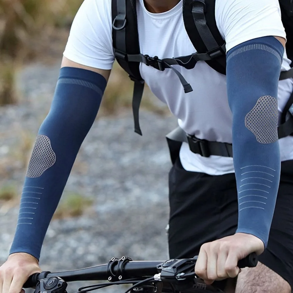 

2 шт., солнцезащитные рукава из ледяного шелка, быстросохнущие, впитывающие пот, мужские спортивные нарукавники, дышащие эластичные охлаждающие рукава, чехол