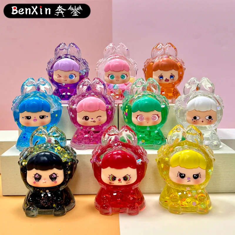 2025 Miniso عبارة عن كيس أعمى صغير مزخرف كبير على شكل سلحفاة ولامع مع رمل متدفق في الزيت