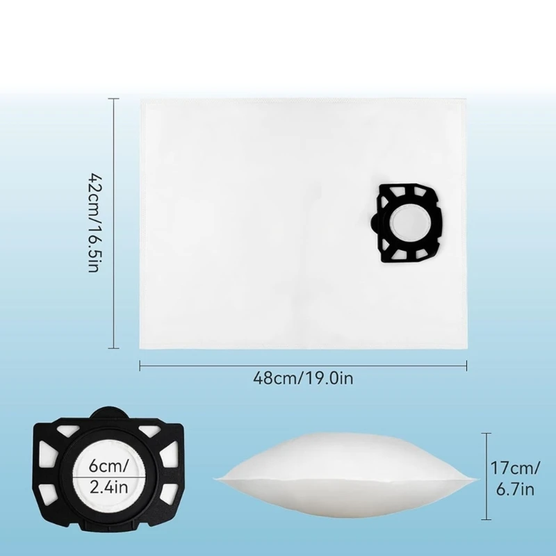 6/15 Pack Dust Bag Efficient Replacement Part Nonwovens Texture Vacuum Cleaner Bag Dust Bag Vacuum Dust Bag for WD3 WD6