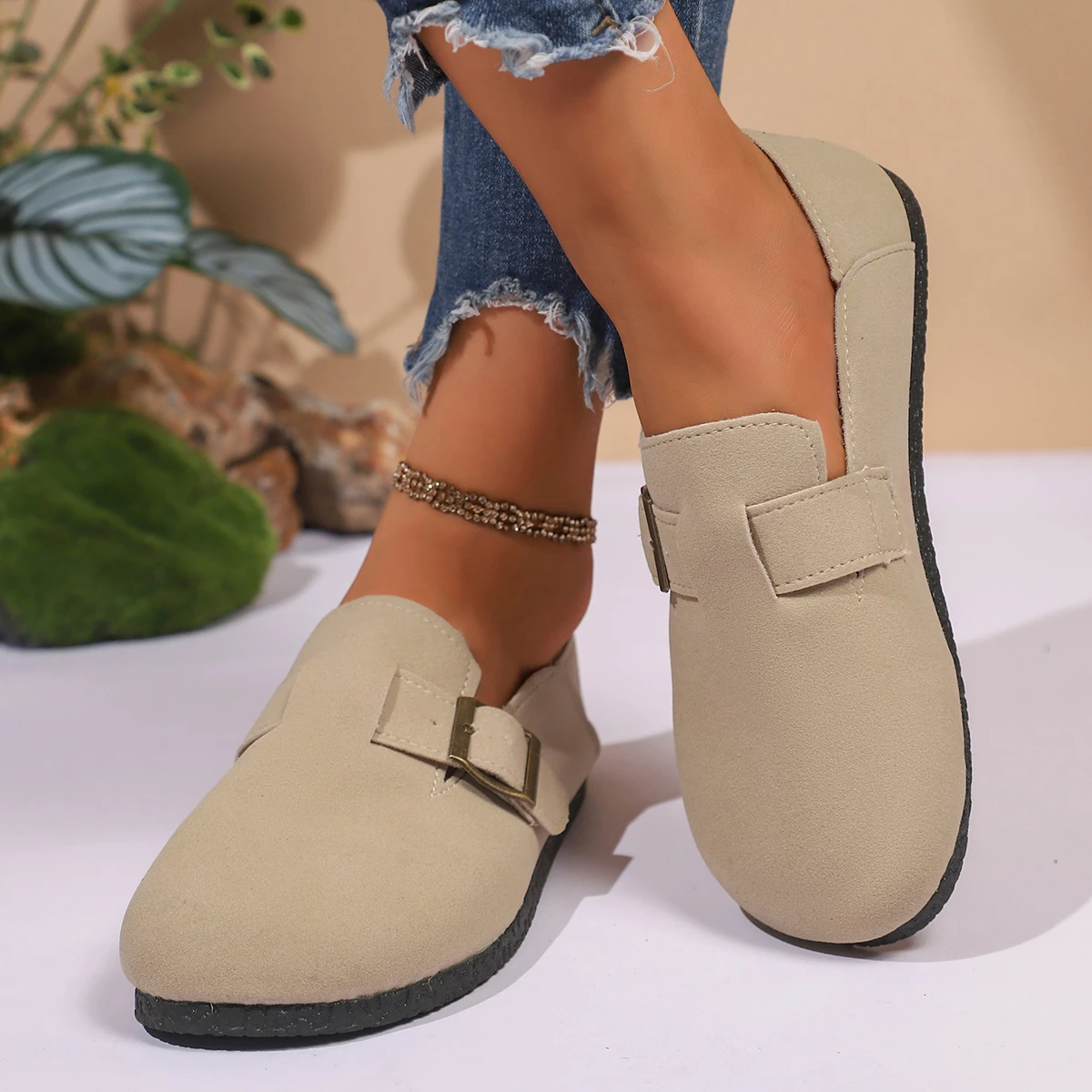 

Женские однотонные высококачественные туфли на плоской подошве больших размеров, весенне-осенние удобные нескользящие туфли с мягкой подошвой для отдыха с низким берцем