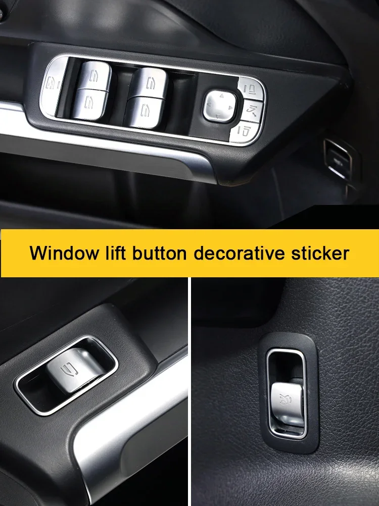For Mercedes-Benz GLB X247 2020-2025 Window Switch Button Cover Door Lock Button Trim car Center Console Sticker Accessories