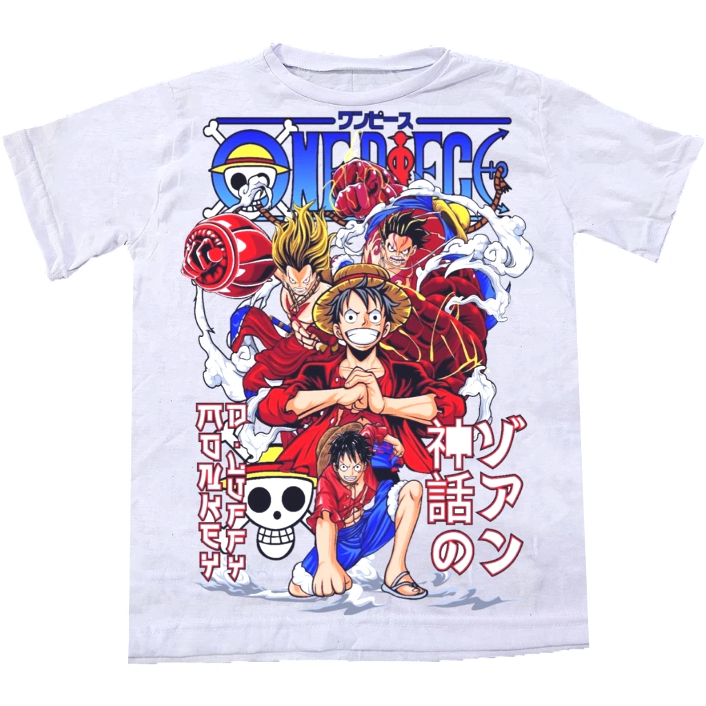 Luffy Gear 4 Anime ONE PIECE hombres y mujeres camiseta de verano Harajuku Retro manga corta suelta de gran tamaño Casual cómodo Y2k Top