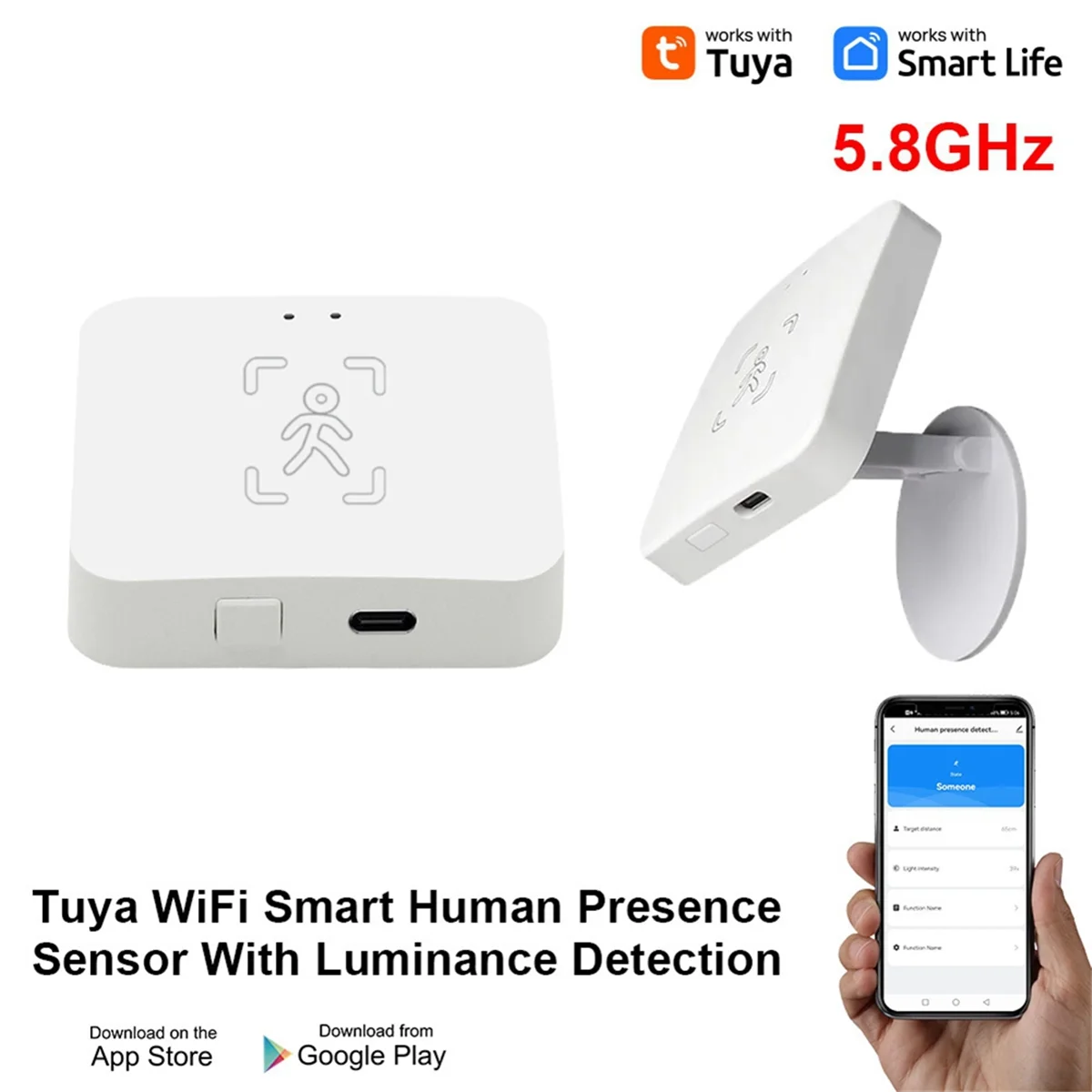 Tuya Zigbee Human Presence Detector with Holder Smart Human Body PIR Sensor MmWave Radar Microwave Motion Sensor Detect
