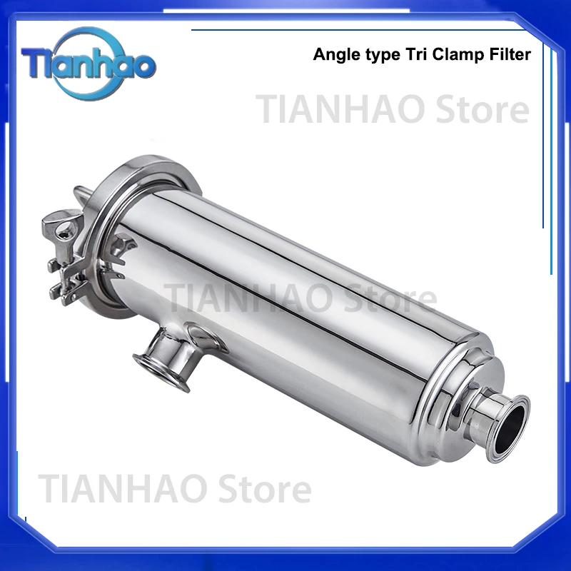 Food Grade Stainless Steel Sanitary Angle Type Tri Clamp Filter for Water Pipe Cartridge Quick Installation Duplex Filter