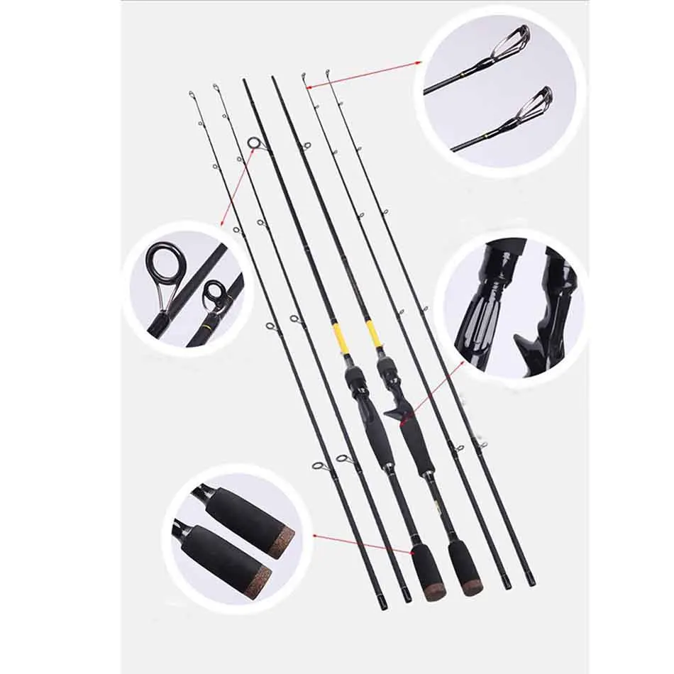 New Warehouse Design Carbon Double Top Ring Ultra Light Three Section Reel Set Combo Full Kit Fishing Spinning R