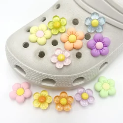 Single Sale 1Pcs Colorful Crystal Flower PVC Shoe Charms Accessory Shoe Upper Pins Buckle Decorations Badge Women Kids Gifts