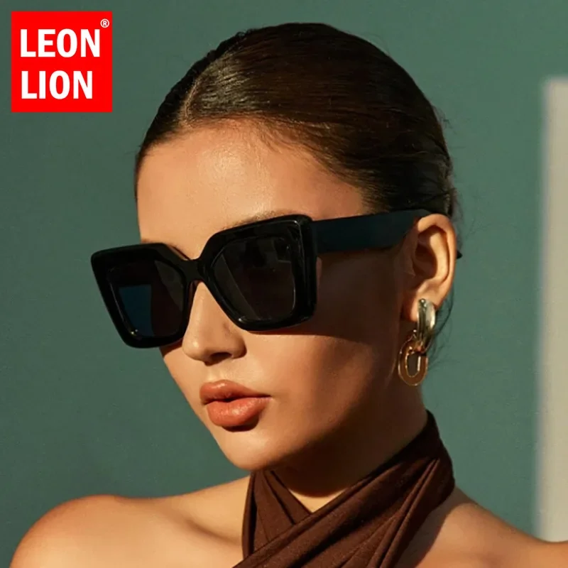 LeonLion Fashion Vintage Sunglasse Women Oversized Square Luxury Glasses Men Travel Brand Eyewear 2024 UV400 Oculos De Sol