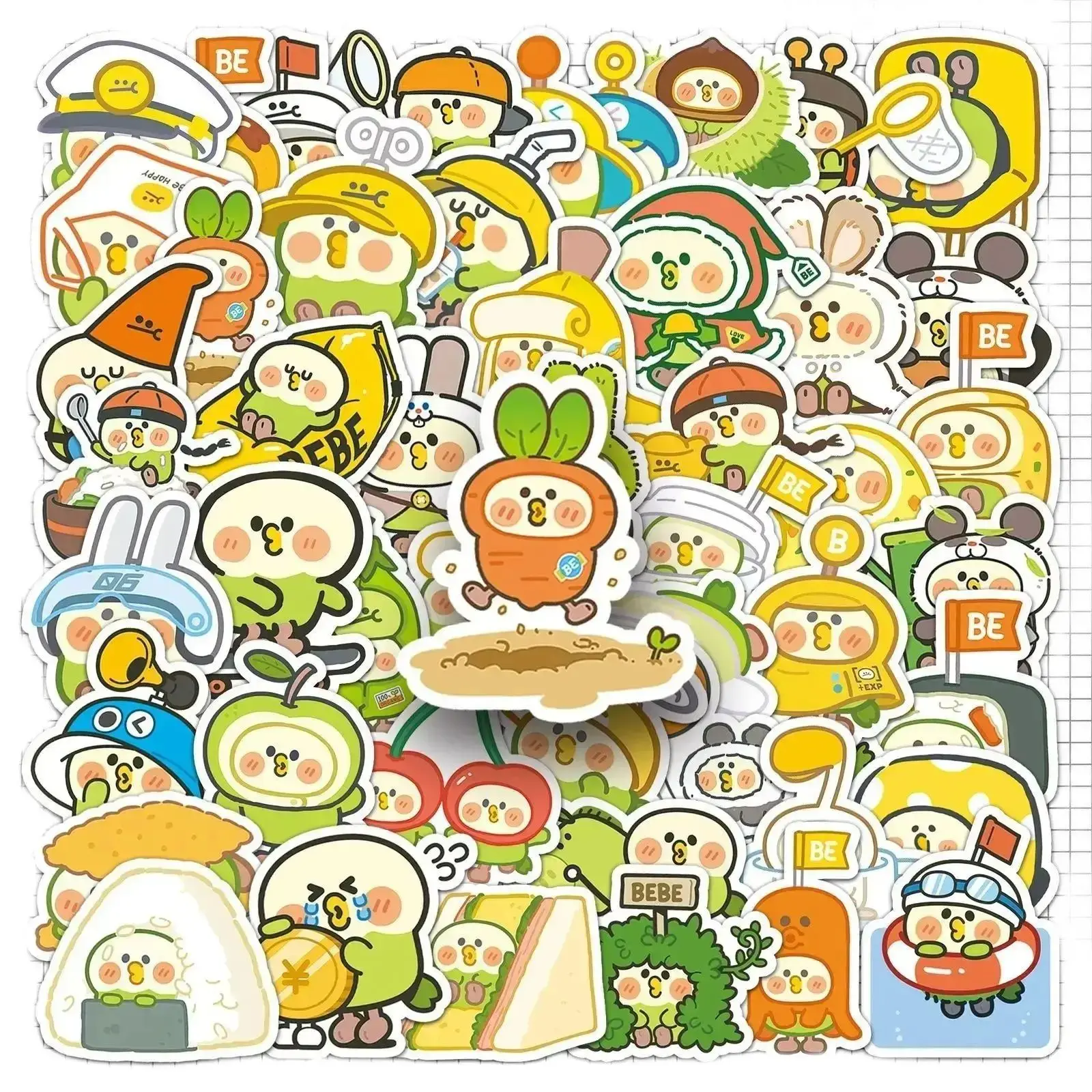 

50 шт., милые маленькие наклейки с попугаем Bebe, наклейки для телефона, ноутбука, чемодана, ноутбука, скейтборда, водонепроницаемые наклейки