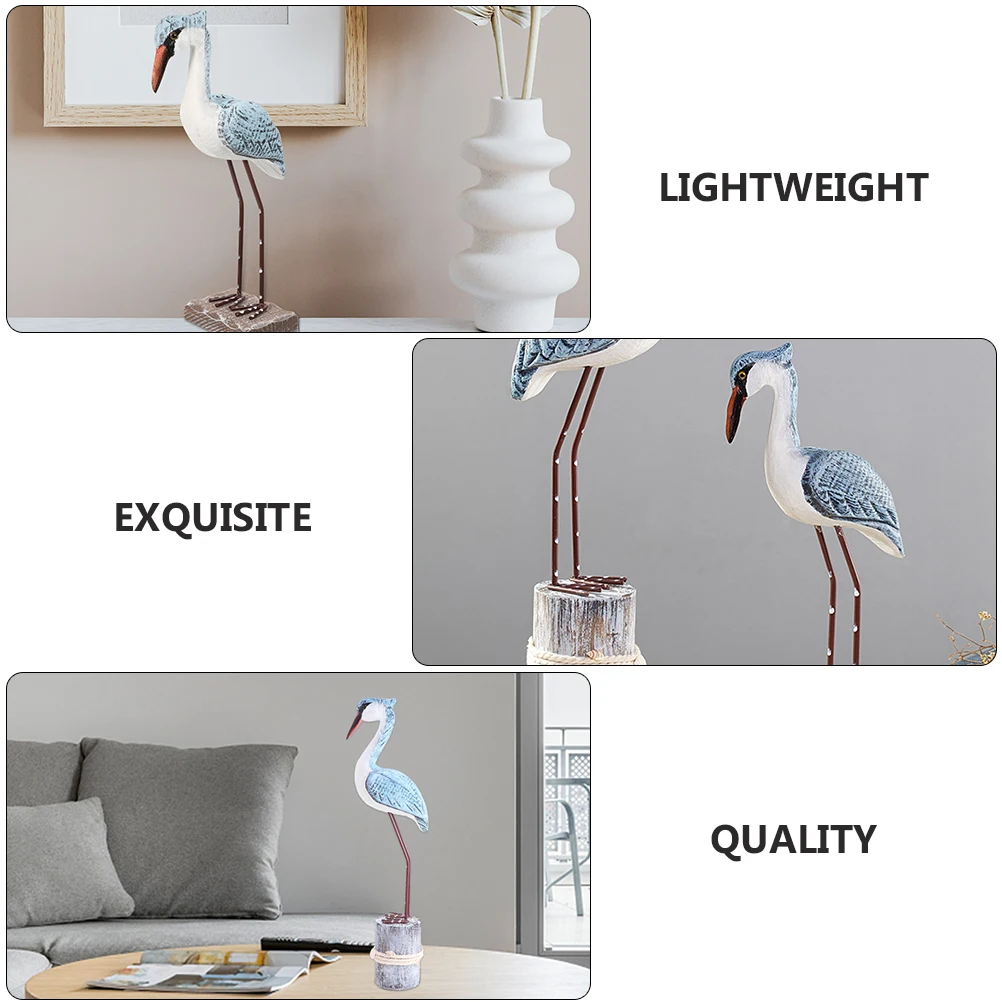

2 Pcs Seagull Ornaments Home Decor Statue Coastal Birds Figures Shell Seagulls Decorations Wooden Animal Desk Figurines Gifts