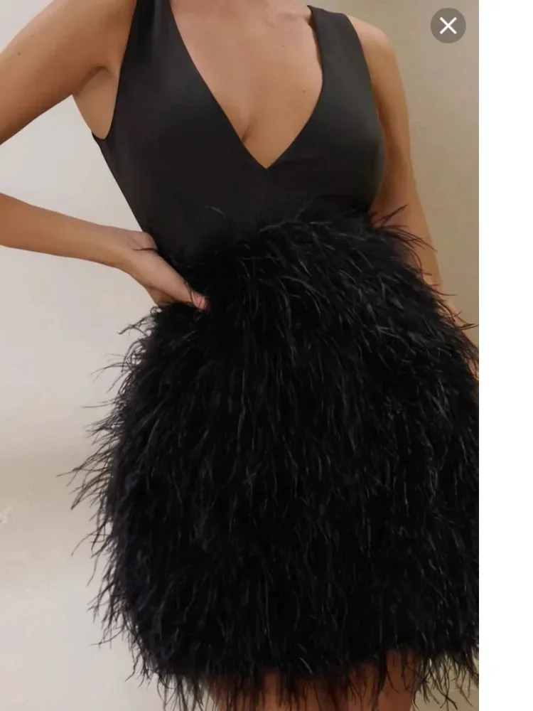 Feather Jazz Dance Costumes Wear Dress Models Deep V Neck Urban Latin Women Backless Festival Slim Fit Pole Use Clothing 2024