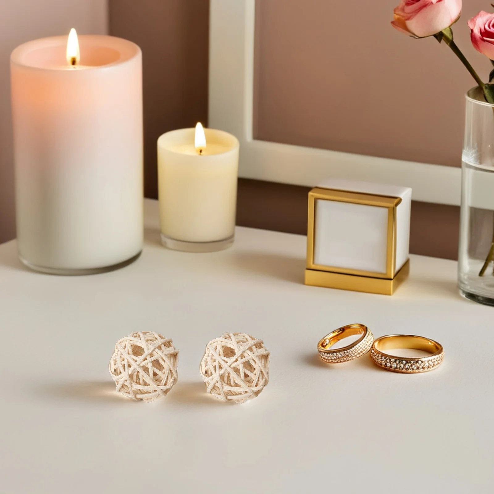 

60Pcs Miniature Rattan Balls Natural Woven Vine Spheres Christmas Wicker Ornaments for Vase Bowl Filler Wedding Party Decoration