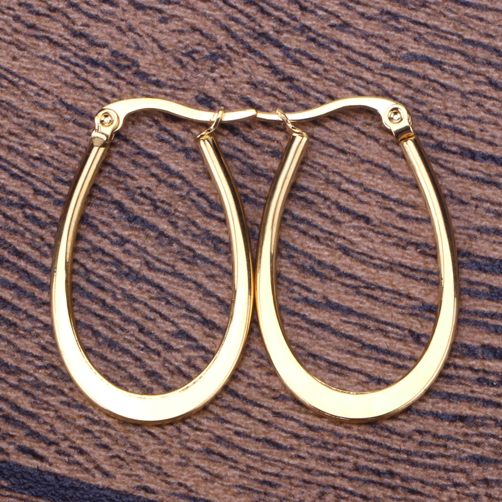 Neue Klassische Mode 2 Paar Ovale Runde Ohrringe Chirurgenstahl 316L Kreisförmige Creolen für Damen Minimalistische Accessoires – Detail 7
