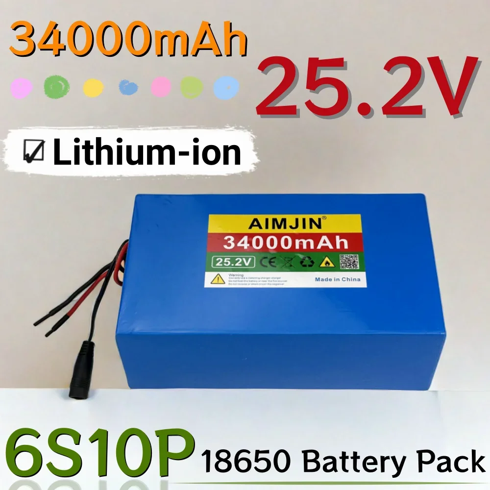 

100% NEW 18650 6S10P Lithium-ion Battery Pack 25.2V 34000mAh Suitable for Electric Bicycle Electric motorcycle Battery etc