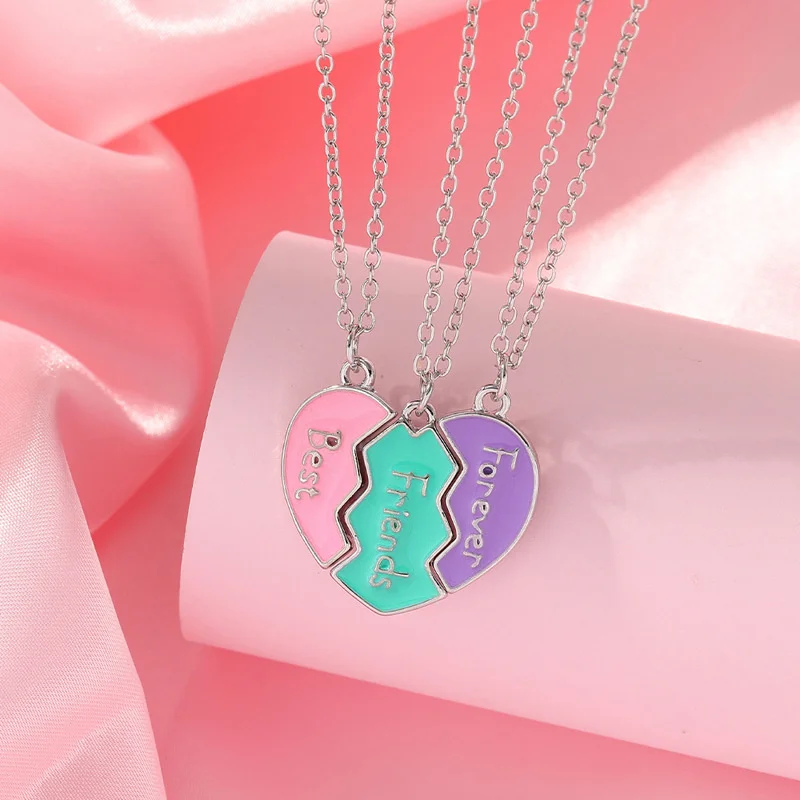 Best Friend Necklaces For 3 Matching Heart Pendant Magnetic Bff Friendship Necklace