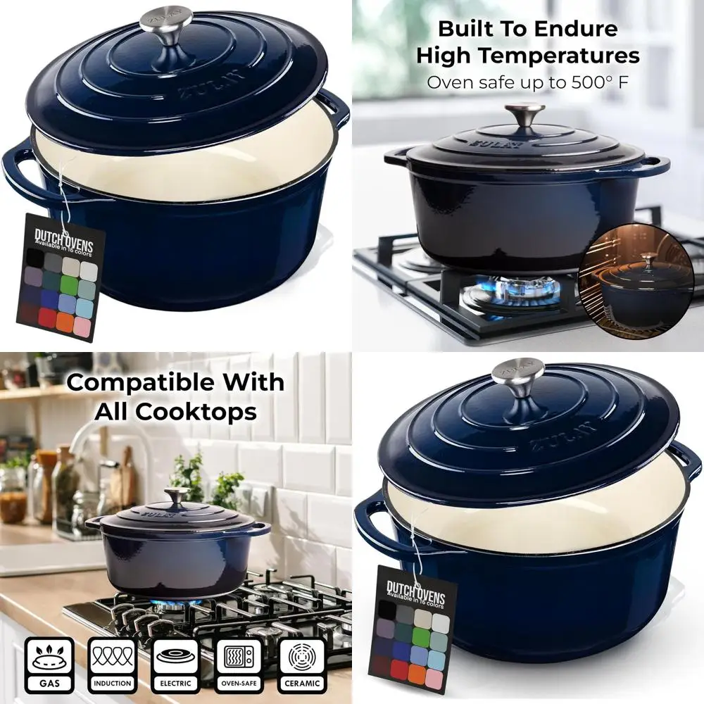 

6 Quart Enameled Cast Iron Dutch Oven Pot with Lid – Premium Durability & Oven Safe up to 500°F – Heavy Duty Cookware Perfect fo