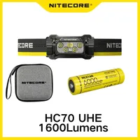 NITECORE HC70 UHE 1600Lumens 6 x NiteLab UHE LED USB-C Rechrgeable Headlamp White Light+Red Light With 6000mAh Battery