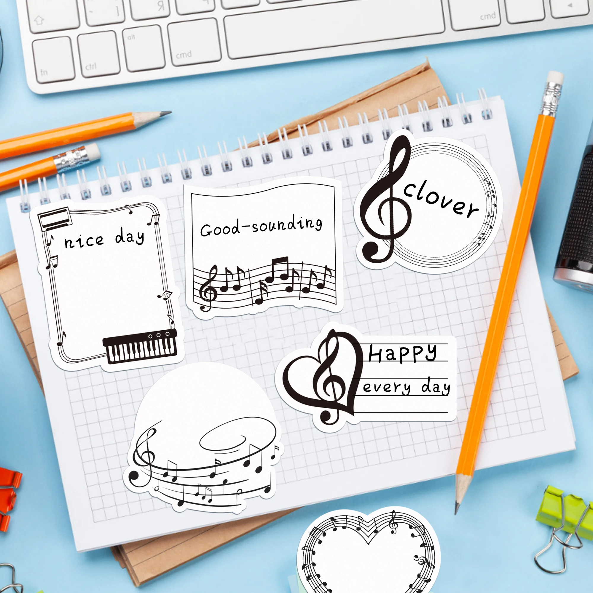 240 Seiten Musiknoten-Notizblöcke-Set, Musik-Haftnotizen, Briefpapier, Etikett, Notizblock, selbstklebendes Notizbuch für das Schulbüro – Detail 4