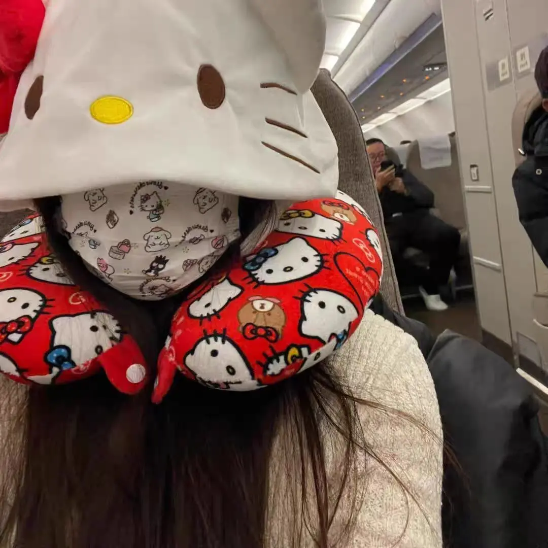 

Kawaii Kt U-образная подушка с мультяшной подушкой для шеи с капюшоном для офиса, обеденного перерыва, шляпа, подушка в виде самолета
