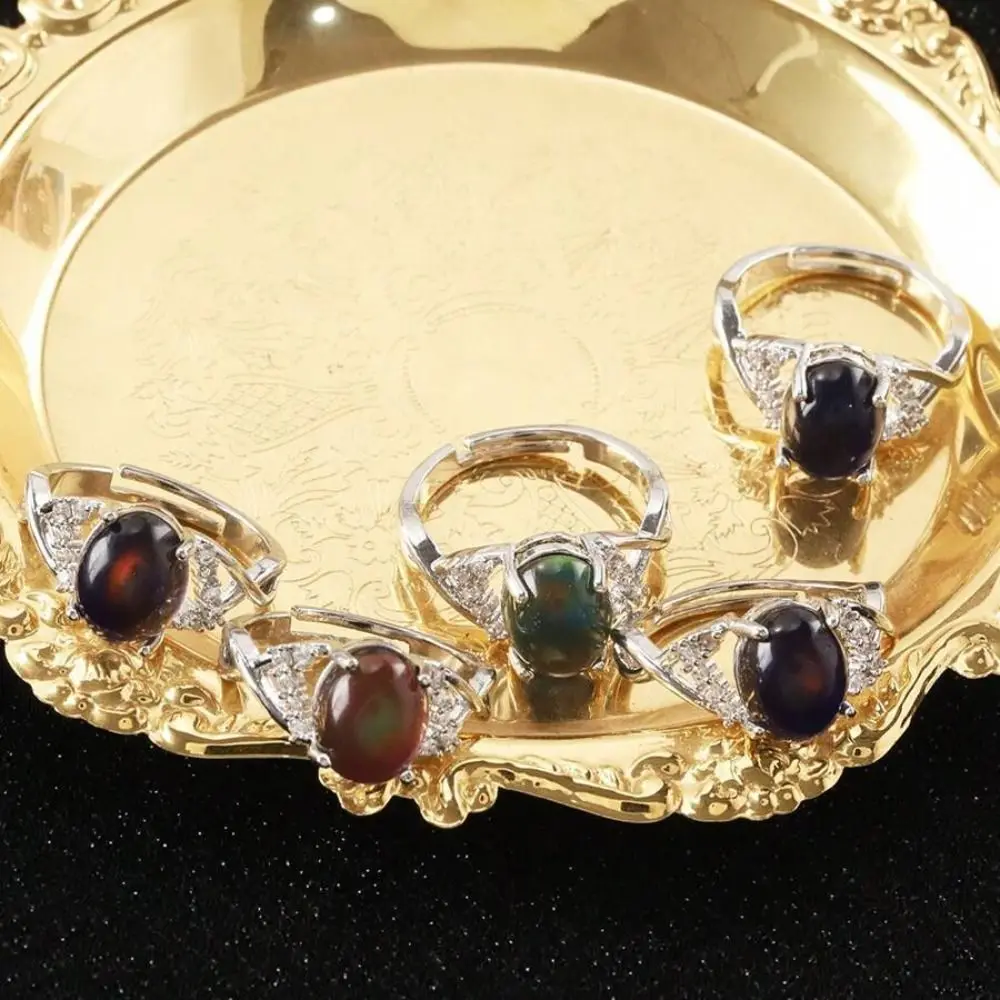Temperature Control Color Retro Adjustable Mood Rings Moon Stone Oval Changing Color Ring Fashion Jewelry
