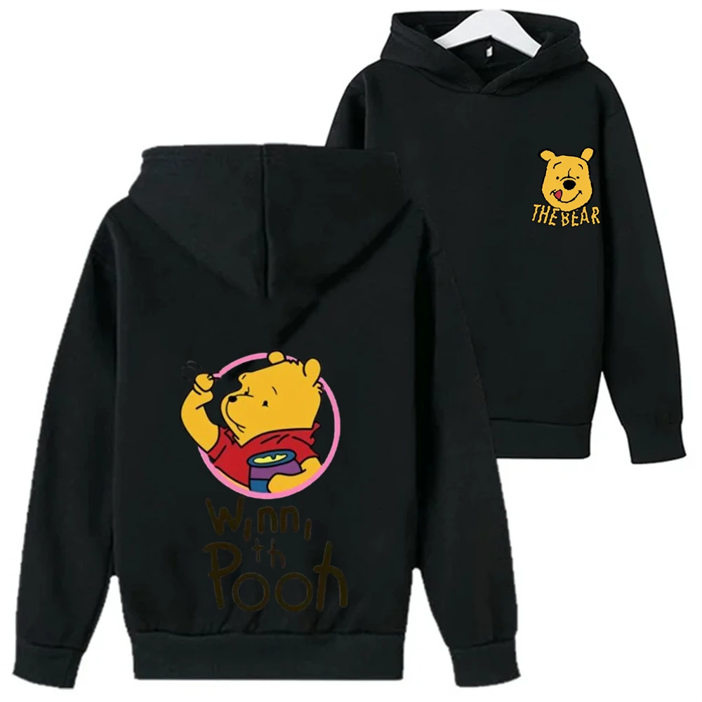 Cartoon Boys Girls Hood coat Winnie the Pooh Kids Pink Hoodie Tops Sweatshirt Spring Autumn Toddle Age 3-12 Clothes