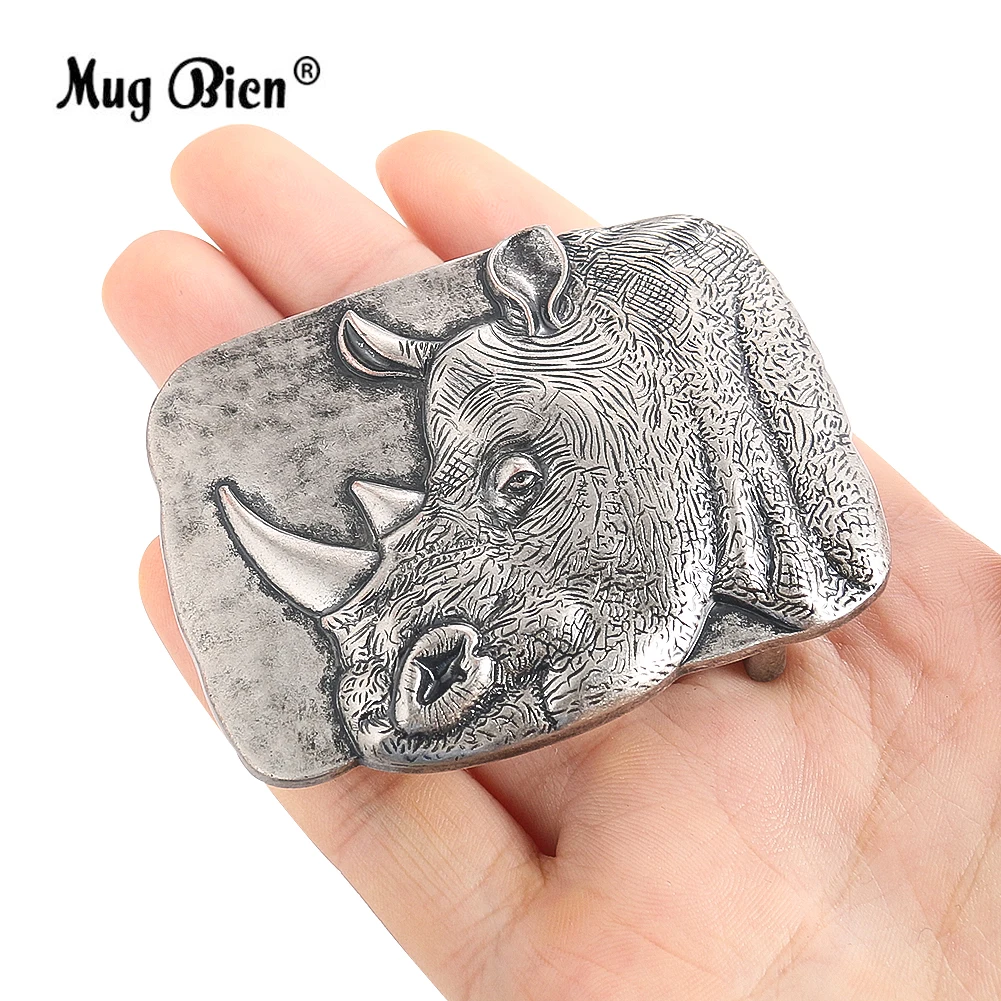 3D Heavy Metal Rhinoceros Western Belt Buckle Fierce Animal Waistband Buckle Handmade Belt Components Men\'s Jeans Accessory Gift