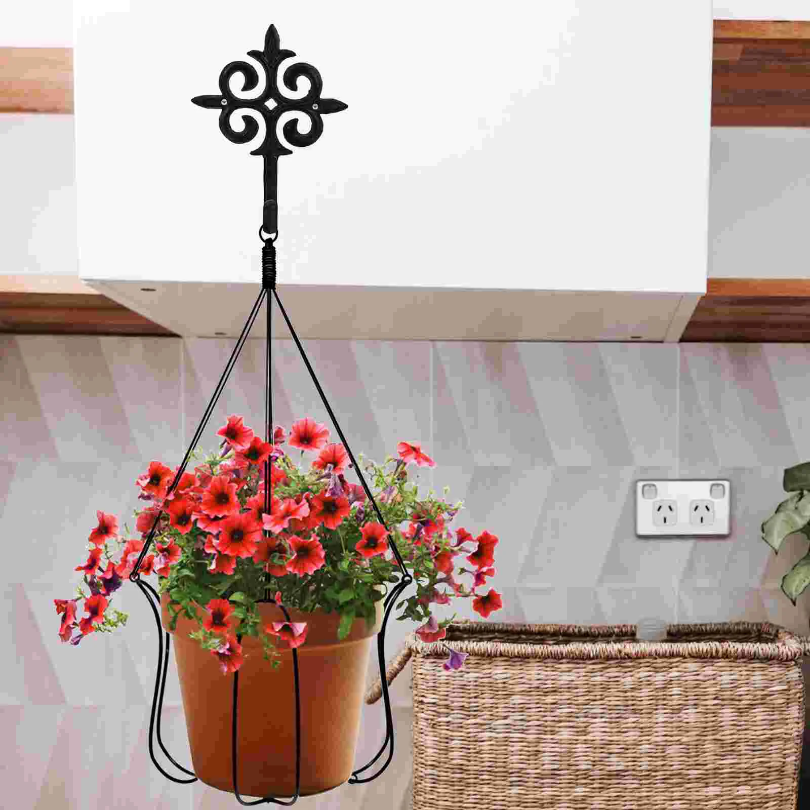 Gancho de flores de hierro fundido para exteriores, ganchos para cesta, soporte para maceta colgante, soporte interior