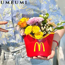 M Creative Ceramic Vase Resin French Fries Decoration Lego Flowers Building Vase Table Remote control Pen Brush Holder