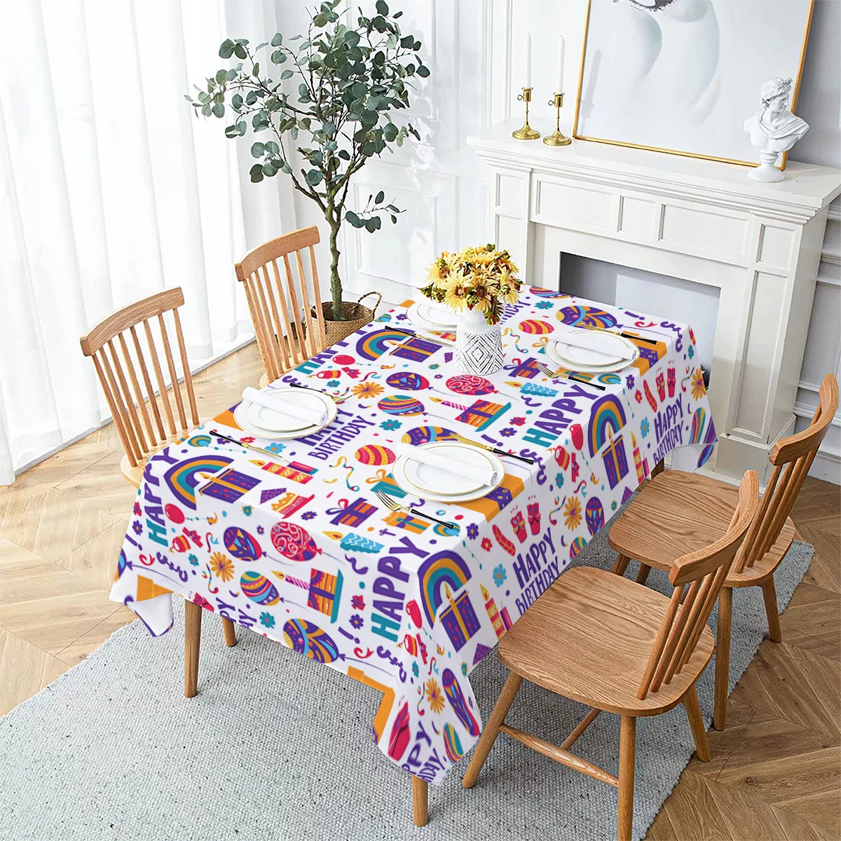 

Bohemian Engineering Donuts Waterproof Tablecloth Festival Decoration Home Decoration TableCover Kitchen Dining Room Home Decor