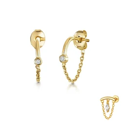 Ear Lobe Helix Hoop Chain Piercing Earrings Zircon Gold Color Tragus Rook Ear Cartilage Accessories Women Jewelry Gift Wholesale