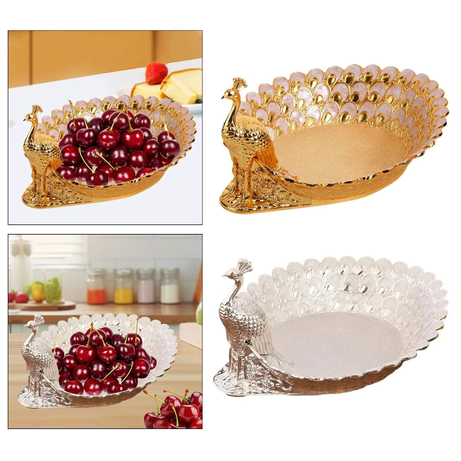 Fruit Bowl Peacock Shape Fruit Plate Candy Snack Tray Table Centerpiece Snack Tray for Holiday Desktop Wedding Kitchen Decor