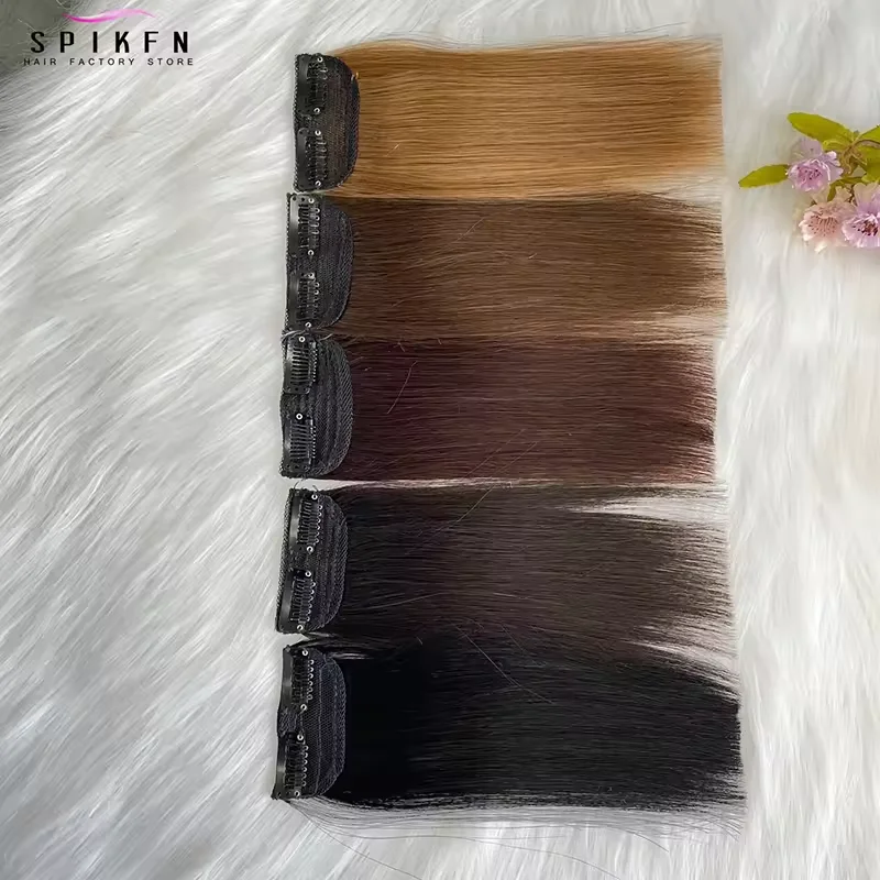 Mini grampo em uma peça almofada de cabelo em ambos os lados cabelo humano natural real 4 ''-12'' grampos de cabelo remy em extensões de cabelo humano