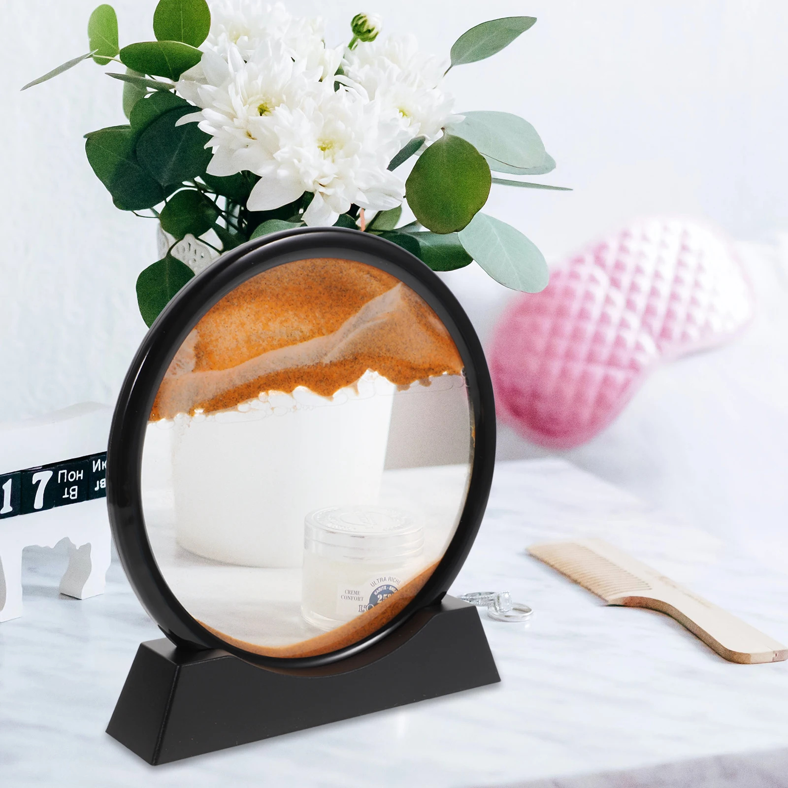 Clessidra d'arte 3D Decorazione artistica con sabbia in movimento Desktop Home Office Decor Pittura con sabbia 3D Paesaggio sabbie mobili Immagine