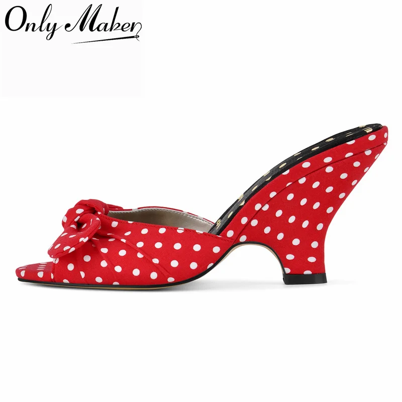 onlymaker-mules-retro-a-bout-ouvert-rouge-et-blanc-a-pois-avec-nœud-talon-compense-sandales-ouvertes-a-l'arriere-mode-quotidienne-et-rendez-vous-sandales-a-enfiler