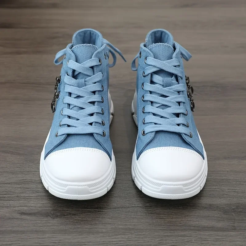 2024 New Women Plus Sizes Sneakers High Top Female Denim Canvas Shoes Thick Sole Girls Students Ankle Canvas Boots Lace Up