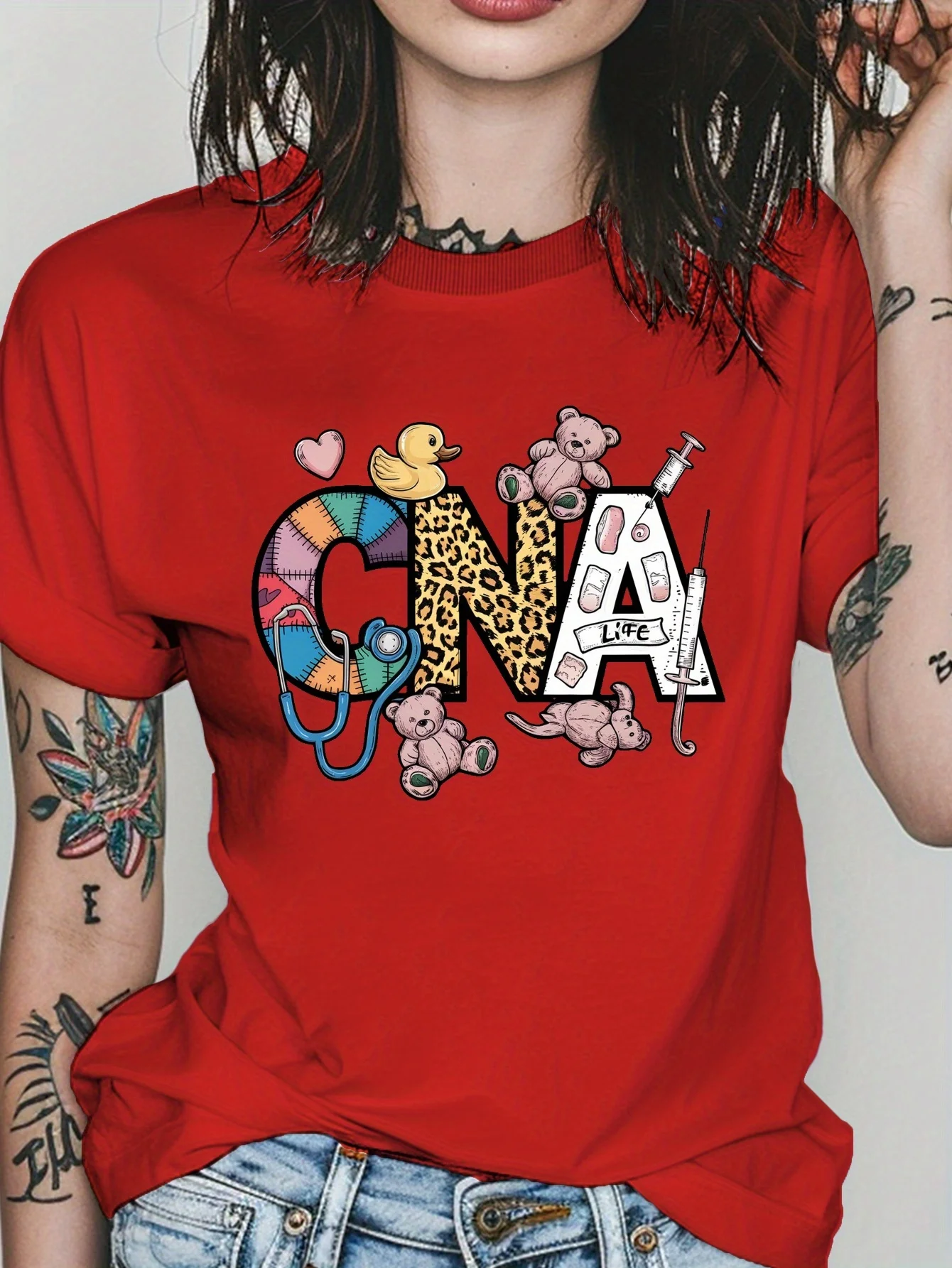 

CNA in Bold Designs Pure Women's Harajuku Short Sleeve T-shirt Clothing Street Sleeved Harajuku Streetwear Aesthetic Clothes
