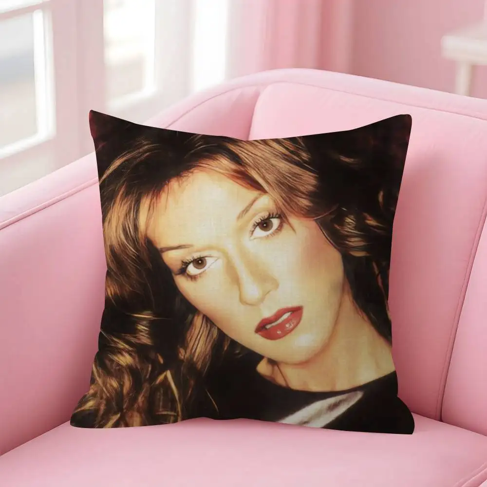 Celine Dion Schwarz-weißer, doppelseitig bedruckter Kissenbezug, kurzer Plüsch, geeignet für Wohnzimmer, Schlafzimmer, Dekokissenbezug – Detail 10