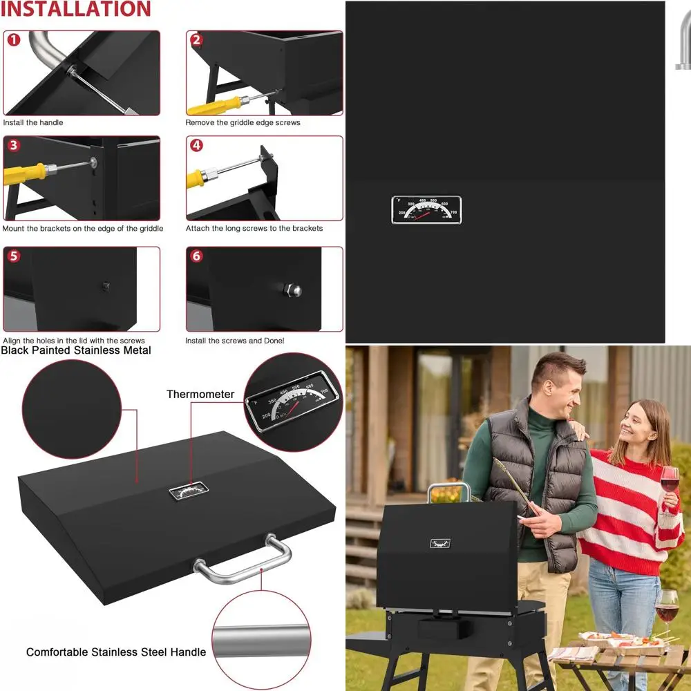 

Blackstone 22 Griddle Hinged Lid with Handle and Temp Gauge for Adventure Ready Tabletop Grill