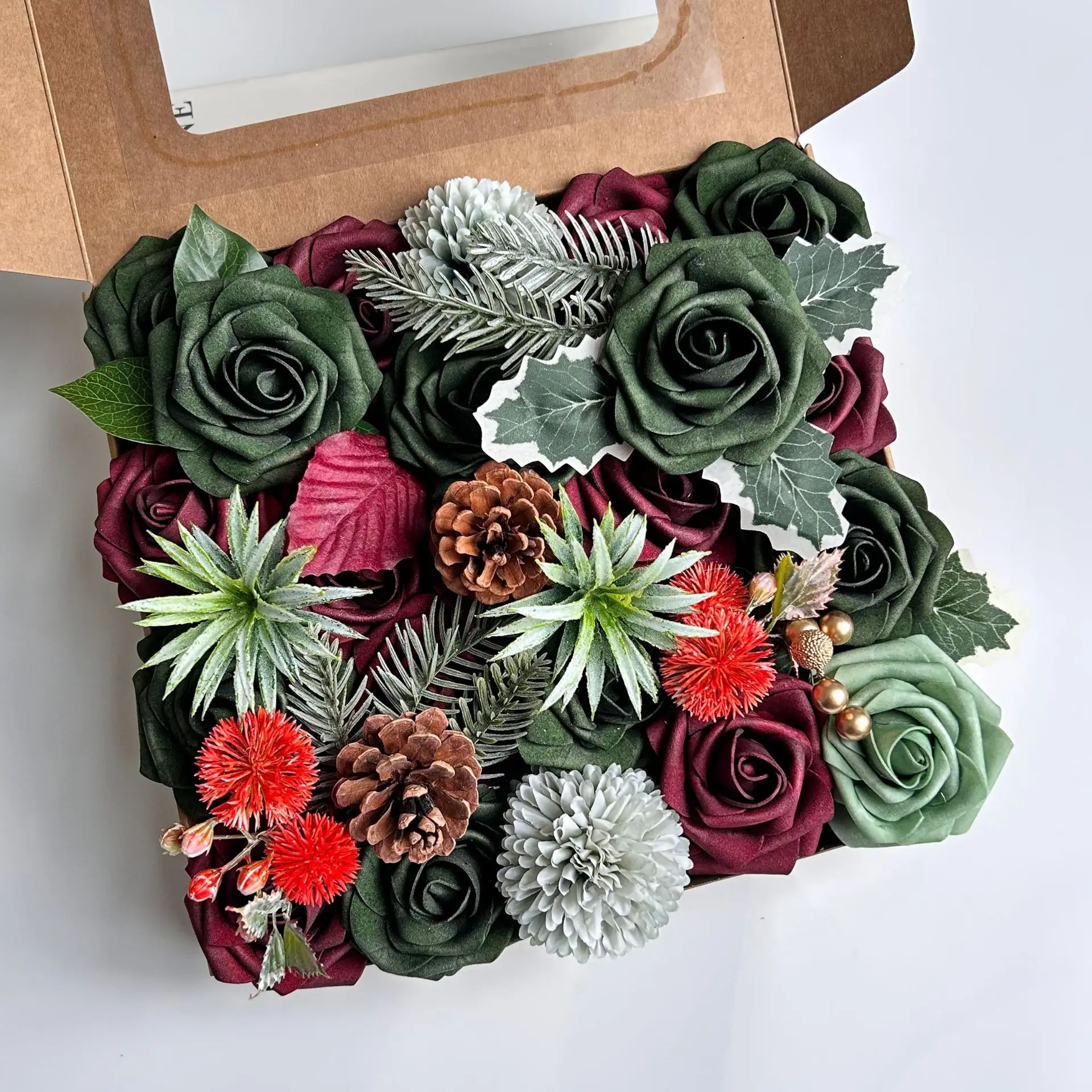 

LH454 Искусственные цветы на Рождество, имитация дома, наружное украшение, подарочная коробка «сделай сам», трансграничная новая цветочная композиция