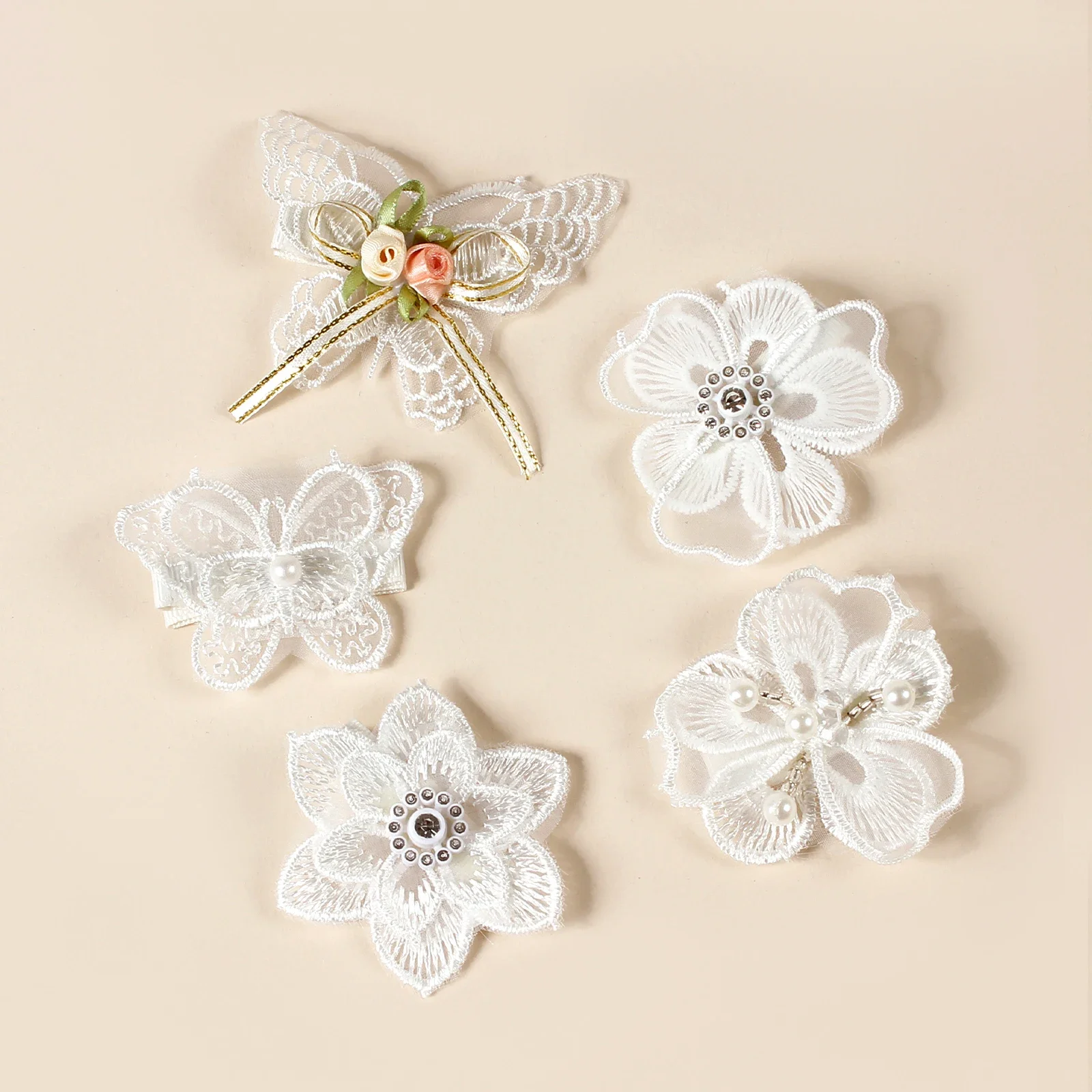 5pcs Girls Simulation Floral Cute Hair Clips Children Photograph Lace Hair Accessories Fashion Butterfly Grips