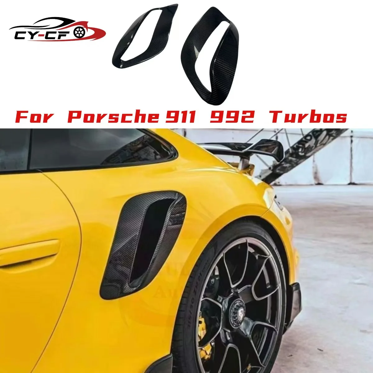 

Dry Carbon Fiber Side Vents Trim Air Vent Cover For Porsche 911 992.1 Turbo S Coupe 2014-2016 Rear Side Fender Air Intake Cover