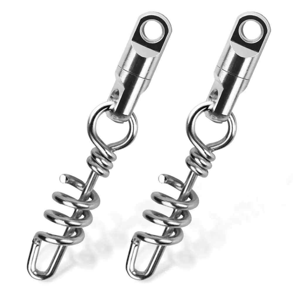 5PCS Copper Fishing Corkscrew Swivel Snaps Silver Stainless Steel Fishing Snap Connector High Strength Heavy Duty Round Swivels