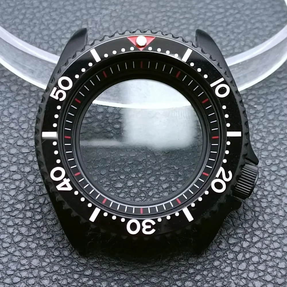 42mm Case Men's Watches Silvery/Black Have Ring Steel Case FIT NH35 NH36 Watch Box Stainless Steel Plane Glass 22mm Strap
