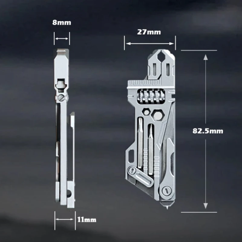 Outdoor Portable EDC Multifunctional Titanium Alloy Wrench Screwdriver Bottle Opener Tool Camping Travel Keychain Pendant Tool