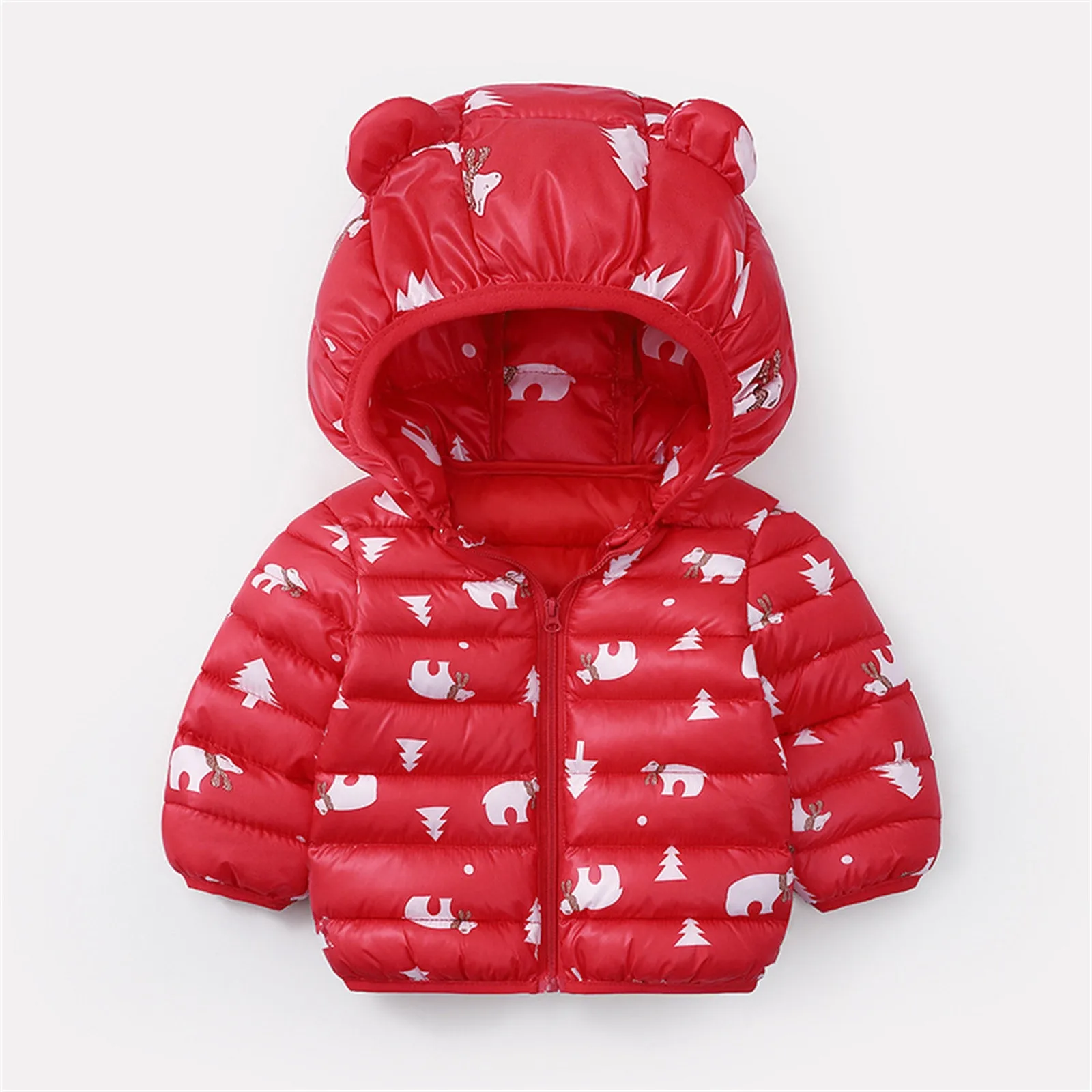 Cute Baby Girls Winter Clothes Kids Light Down Coats with Ear Hoodie Spring Girl Jacket Toddler Children Clothing For Boys Coat